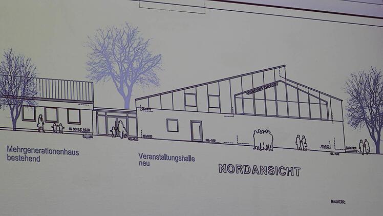 Die neue Halle wird direkt an das frühere Schulgebäude angeschlossen, in dessen Mitteltrakt ein Mehrgenerationenhaus entsteht. Foto: Evi Seeger