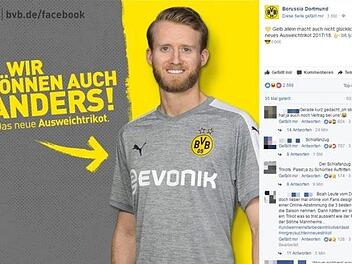 Das neue Ausweichtrikot von Borussia Dortmund. Screenshot: Facebook/Borussia Dortmund