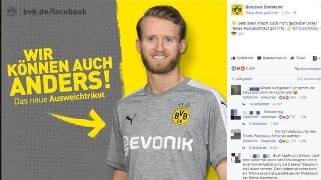 Das neue Ausweichtrikot von Borussia Dortmund. Screenshot: Facebook/Borussia Dortmund
