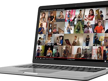 Rund 150 Musiker des Musikvereins Forchheim-Buckenhofen haben sich beteiligt, um ein virtuelles Sommerkonzert zu erstellen. Das etwa 100 Minuten lange Musikvideo wurde h&ouml;chst zeitintensiv aus 27 Einzelbeitr&auml;gen zusammengef&uuml;gt. Grafik: Jessica Zapf