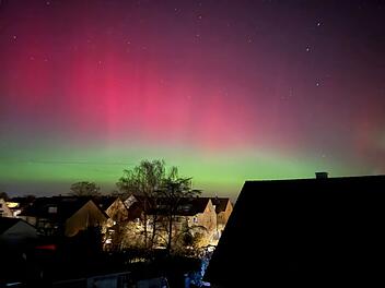 Polarlichter &uuml;ber Franken bei Kramersfeld