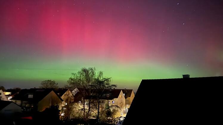 Polarlichter &uuml;ber Franken bei Kramersfeld