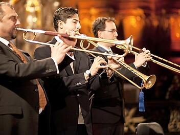 Mit Pauken und Trompeten: Das Berliner Barocktrompeten-Ensemble gastiert am 16. Juni im Schloss Burgpreppach. Foto: Johann Plietzsch