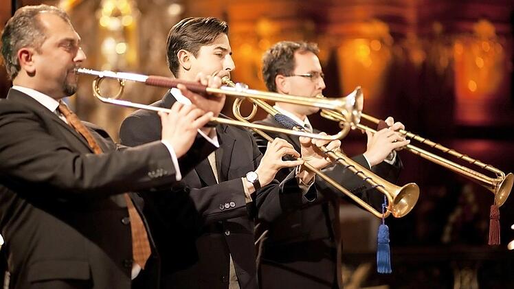 Mit Pauken und Trompeten: Das Berliner Barocktrompeten-Ensemble gastiert am 16. Juni im Schloss Burgpreppach. Foto: Johann Plietzsch