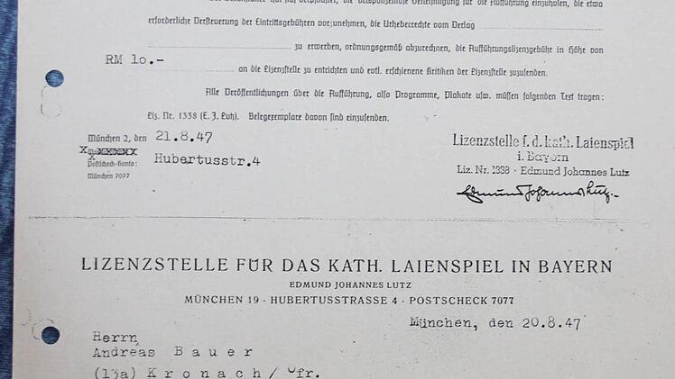 ... und die Aufführungsgenehmigung  Repro: Friedwald Schedel