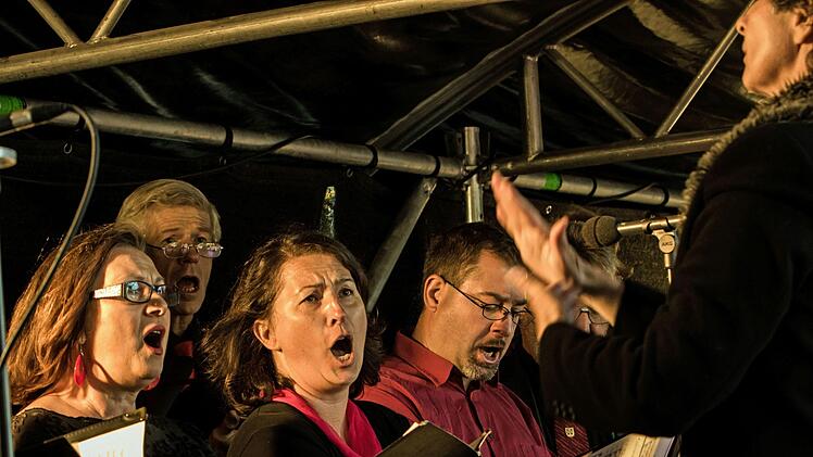 Stimmungsvolles Konzert vor großer Kulisse: Open-Air "Classic und Picknick" im Neustadter Freibad mit dem Orchester der Gesellschaft der Musikfreunde und dem Chor "Ziemlich beste Stimmen".Foto: Jochen Berger
