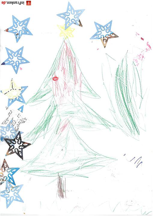 Selbstgemalte Weihnachtsbilder von Kindern aus Franken 2016