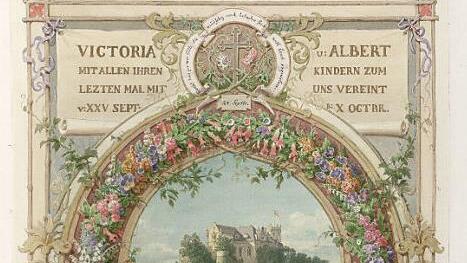 Die Abbildung zeigt das Jahresbild 1860 aus der "Haus-Chronik" (F 61,136).  Quelle: Landesbibliothek Coburg/Silvia Pfister