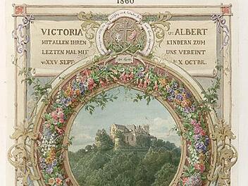 Die Abbildung zeigt das Jahresbild 1860 aus der "Haus-Chronik" (F 61,136).  Quelle: Landesbibliothek Coburg/Silvia Pfister