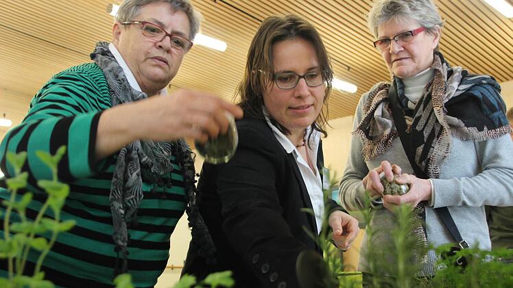 Was ist denn das nun wieder? Waltraud Wagner, Carolin Lenhart und Maria Fuchsberger üben sich im Gewürze-Erkennen. FOTO Diana Fuchs