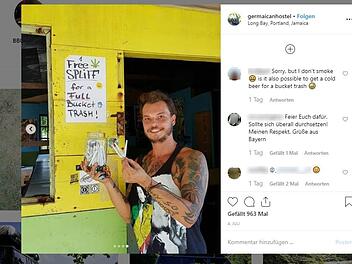 Auf Instagram wirbt das Hostel mit der M&uuml;llsammel-Aktion. Er erntet regen Zuspruch.  Foto: Screenshot instagram.com/germaicanhostel