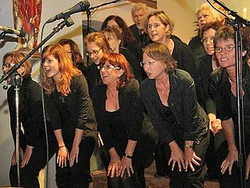 Mit großen Gesten illustrierte der Chor seine Werke - und riss das Publikum mit. Foto: Sonja Adam