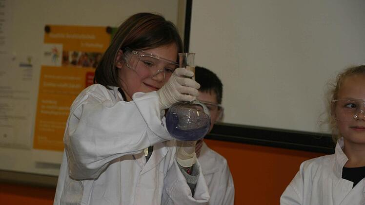 Mit wissenschaftlichen Experimenten haben die Eggolsheimer Grundschüler ihr Können unter Beweis gestellt. Foto: Sylvia Hubele
