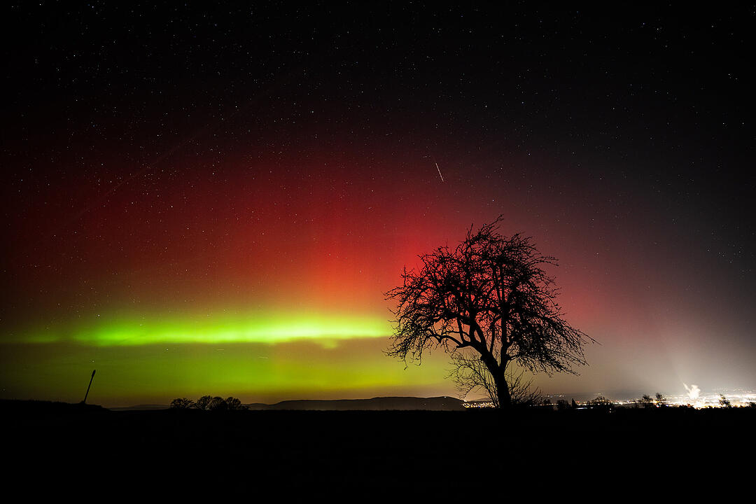 Wenn der Himmel gl&uuml;ht - Polarlicht-Spektakel am Himmel &uuml;ber Bischberg