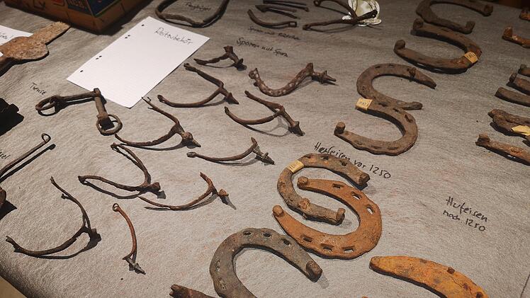 Hufeisen unterschiedlicher Zeitepochen wurden an der Osterburg gefunden.  Foto: Marion Eckert
