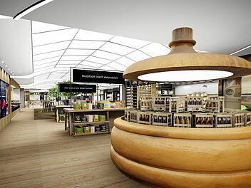 Im stilisierten Sudkessel aus Holz könnte die Biervielfalt Oberfrankens in einem Genusshaus gezeigt werden. Visualisierung: Schrutka-Peukert GmbH Kulmbach