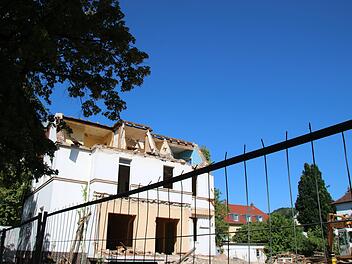 Der Dachstuhl ist abgebaut, der Wintergarten abgerissen: In wenigen Tagen wird von der Villa von Ursula Wolf wohl nichts mehr zu sehen sein. Foto: Katrin Geyer
