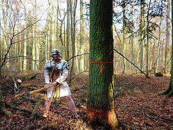 Thomas Albert demonstriert, wie die Römer an die Sache herangegangen wären. Foto: Nikolas Pelke