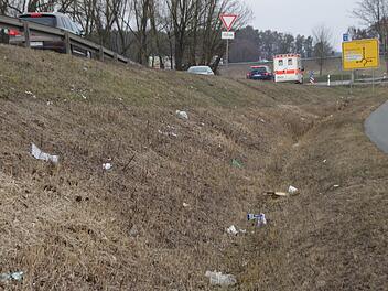 Muss das sein? Unübersehbar ist der Unrat im Graben an der Schönwetterstraße, der achtlos aus Autos fliegt.  Foto: Andreas Dorsch