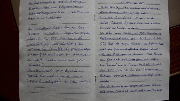 Eine Doppelseite der Aufzeichnungen von Margot Schneider