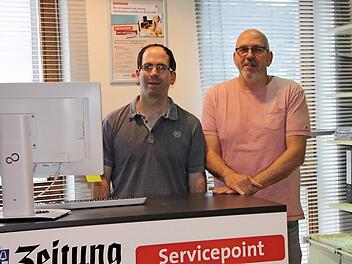 Seit November 2013 waren Gerhard Fläschner (rechts) und sein Sohn Sebastian Ansprechpartner für die Saale-Zeitung.  Foto: Ulrike Müller