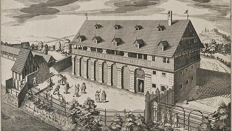 Das neu erbaute Ballhaus zu Coburg, 1632, Kupferstich