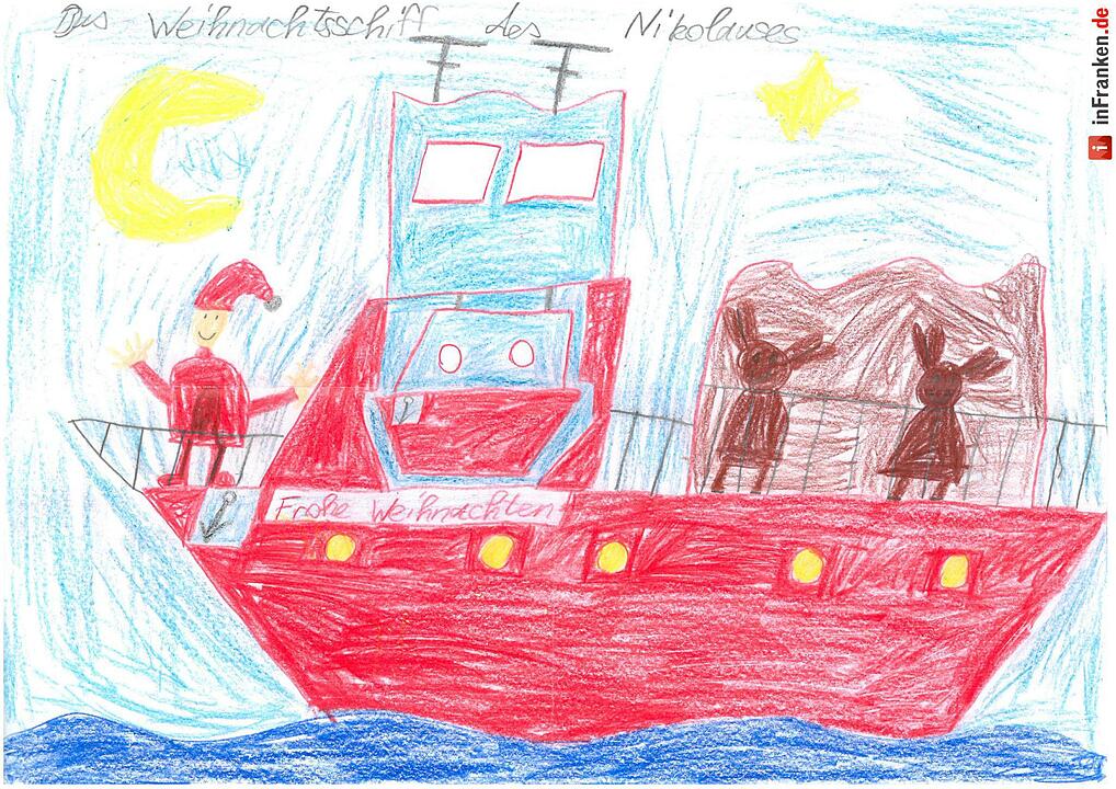 Selbstgemalte Weihnachtsbilder von Kindern aus Franken 2016