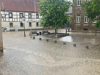 M&uuml;nnerstadt: Folgen des Unwetters im Juli 2026 mit Hagel und Starkregen
