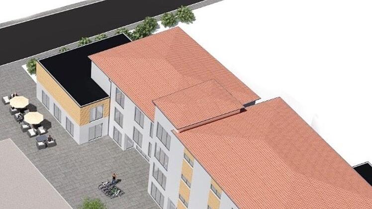 Erste Entwürfe für die Arcaden in Wildflecken, die nach dem Abriss des alten Ratskellers am Marktplatz entstehen könnten, wurde in der Sitzung dem Gemeinderat präsentiert. Jetzt wird zunächst das Grundstück bzw. das Gebäude vermarktet.Pläne: Firma Albert Haus