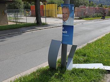 Wahlplakate der CSU (Bild) und auch der AfD wurden in Kulmbach massenweise zerstört.Archiv/Lena Müller