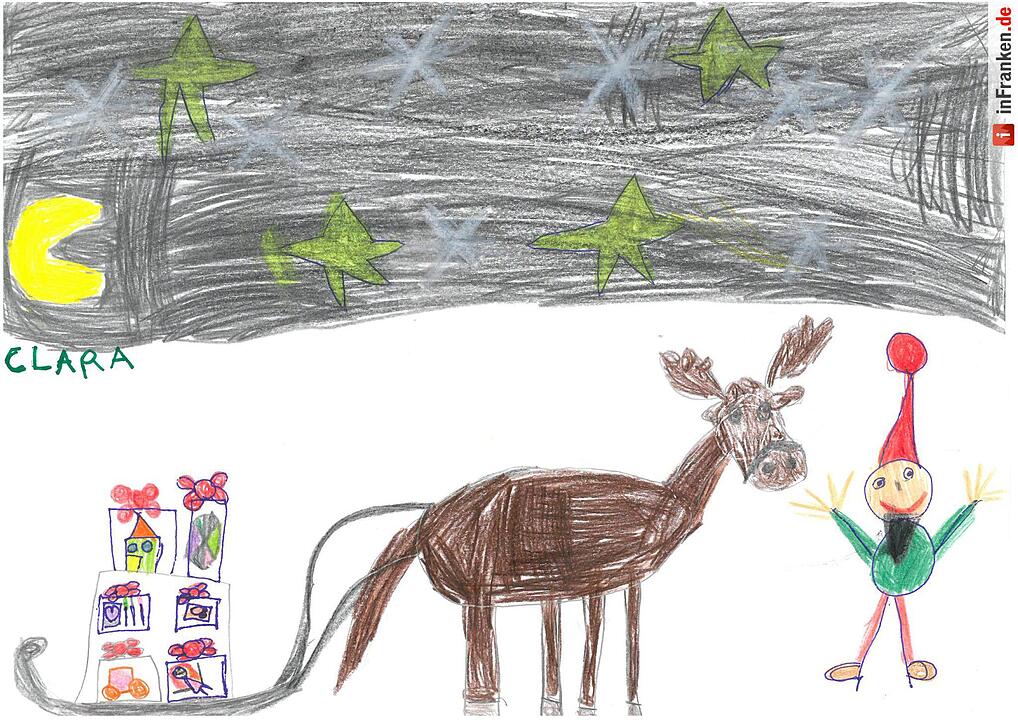 Selbstgemalte Weihnachtsbilder von Kindern aus Franken 2016