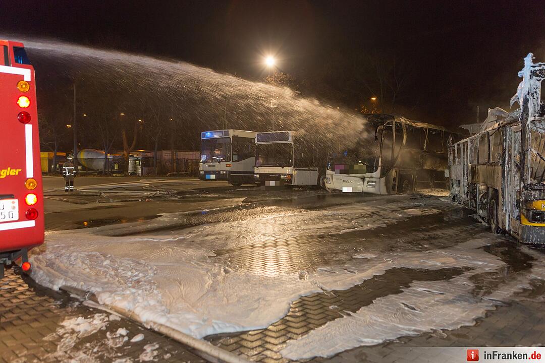 Erste Bilder: Mehrere Busse stehen in Vollbrand