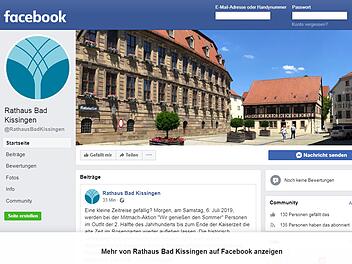 Die Stadtverwaltung ist jetzt auch auf Facebook und Twitter zu finden.Screenshot Facebook-Seite Rathaus Bad Kissingen