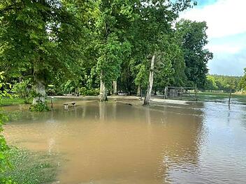 Land unter im Wildpark Tambach nach dem Unwetter am Sonntag.Foto: privat