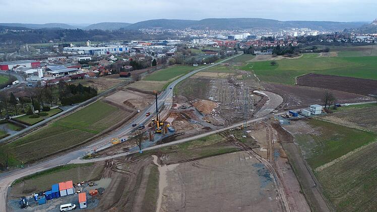 Umgehung Melkendorf - die Baustelle von oben. Luftbild: Ingo Bär