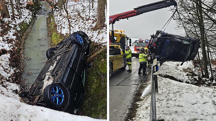 Friesendorf: Auto landet nach Unfall kopfüber in Bach - "Weil er abgelenkt war"