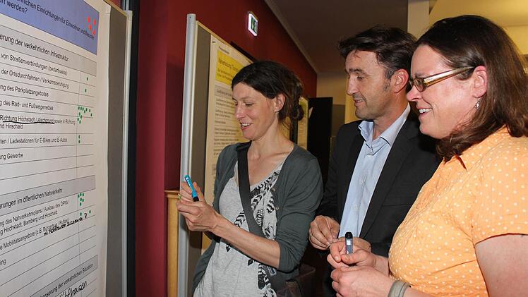 Mit Klebepunkten markierten die Besucher der Auftaktveranstaltung ihre Schwerpunkte. Alle Bürger können dies bis Ende Juni in den Rathäusern der beiden Gemeinden tun. Foto: Evi Seeger