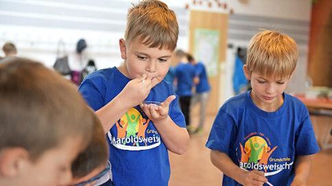 Alle Sinne wurden beim Projekttag Sport und Ernährung angesprochen. Die Kinder erfuhren, wie gesundes Leben Spaß macht. Foto: privat