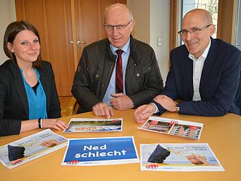 Regionalmanagerin Veronika Jägler (Landratsamt Haßberge), Leader-Koordinator Wolfgang Fuchs (Bad Neustadt) und Wirtschaftsförderer Frank Deubner (Landratsamt Schweinfurt, von links) stellten das Projekt vor.Landratsamt Schweinfurt, Uta Baumann