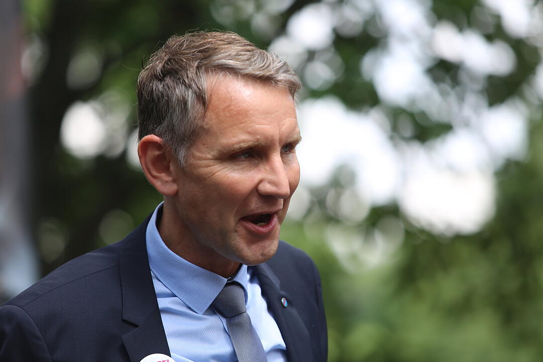 Höcke demonstriert in Mödlareuth im Landkreis Hof