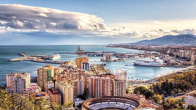 M&aacute;laga, View from Alcazaba, Spain M&aacute;laga, Blick von Alcazaba, Spanien