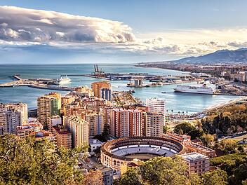 Málaga, View from Alcazaba, Spain Málaga, Blick von Alcazaba, Spanien