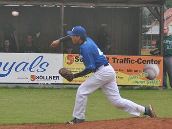 Eine starke Leistung zeigte der Pitcher der Royals. Unterstützt durch eine gute Defensive ließ er in sechs Innings nur zwei Hits der Giants zu und hatte großen Anteil am so genannten "Shutout", bei dem Schweinfurt ohne Punkt blieb. Foto: Wicklein