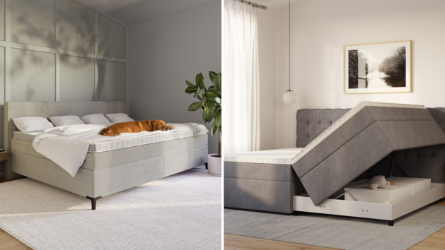 Mozart Boxspringbetten: Schlafkomfort auf höchstem Niveau mit über 10.000 Möglichkeiten im Konfigurator und viel Stauraum im Bettkasten.