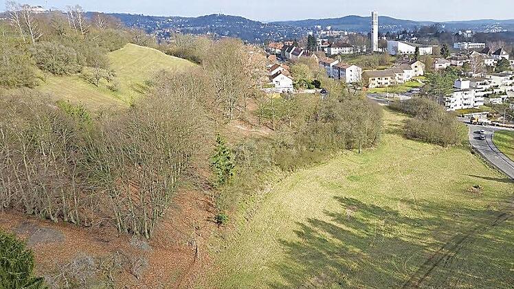 Die Fläche im Vordergrund an der Haßfurter Straße gehört dem Freistaat Bayern. Dort sollte einst ein Gefängnis errichtet werden. Nun baut der Freistaat dort eine Anlage mit 24 Wohnungen für anerkannte Flüchtlinge und einem Spielplatz.  Foto: Volkmar Franke/www.hochbild-design.de