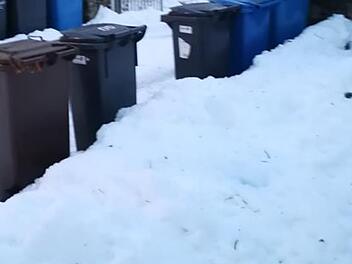 M&uuml;llabfuhr, Schnee, Restm&uuml;ll. Altpapier, Winter