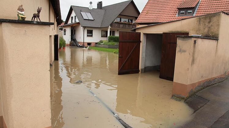 Zwerg und Reh wissen, warum sie sich in Stadelschwarzach auf diesen Mauervorsprung geflüchtet haben...  Foto: D. Berthel