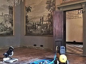 Derzeit noch eine Großbaustelle: In den Räumen des Schlosses Aschach herrscht noch reger Baubetrieb.