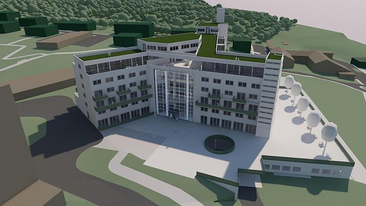Das kombinierte Wohn- und Geschäftshaus soll zum Zentrum des neuen Lichtenfelser Stadtteils werden. Graphik: Landratsamt Lichtenfels