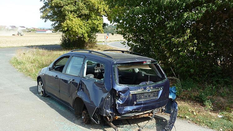 Ausgeschlachtet rostet das Autowrack an der Straße zwischen Höfen (Gemeinde Rattelsdorf) und Daschendorf (Baunach) vor sich hin. Von der Besitzerin keine Spur.  Foto: Berthold Köhler